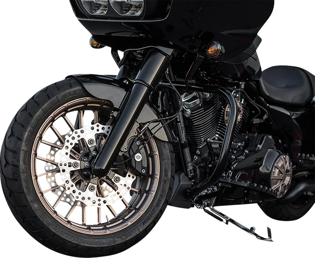 Arlen Ness Fat Tire Fork Boot Cover - Black Anodized - Smooth 20-042 - Side View