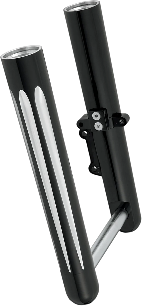 Arlen Ness Fork Legs - Black Anodized - Deep Cut - Dual Disc 40-512 - Side View