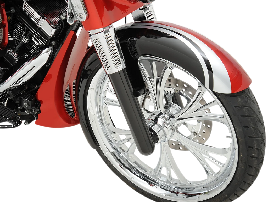 Arlen Ness Fork Legs - Black Anodized - Hot Legs - Custom Single Disc - Smooth 40-511 - Side View