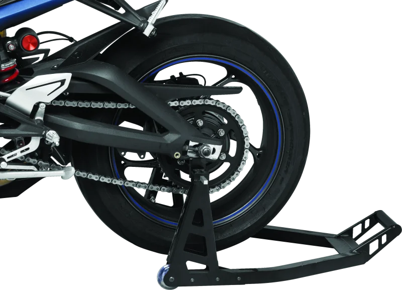 BikeMaster Universal Aluminum Stand - Rear - Black - Side View