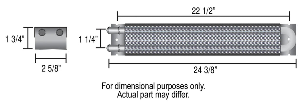 Derale 2 Pass 24" Series 7000 Copper/Aluminum Frame Rail Cooler, -6AN 13225 - Side View
