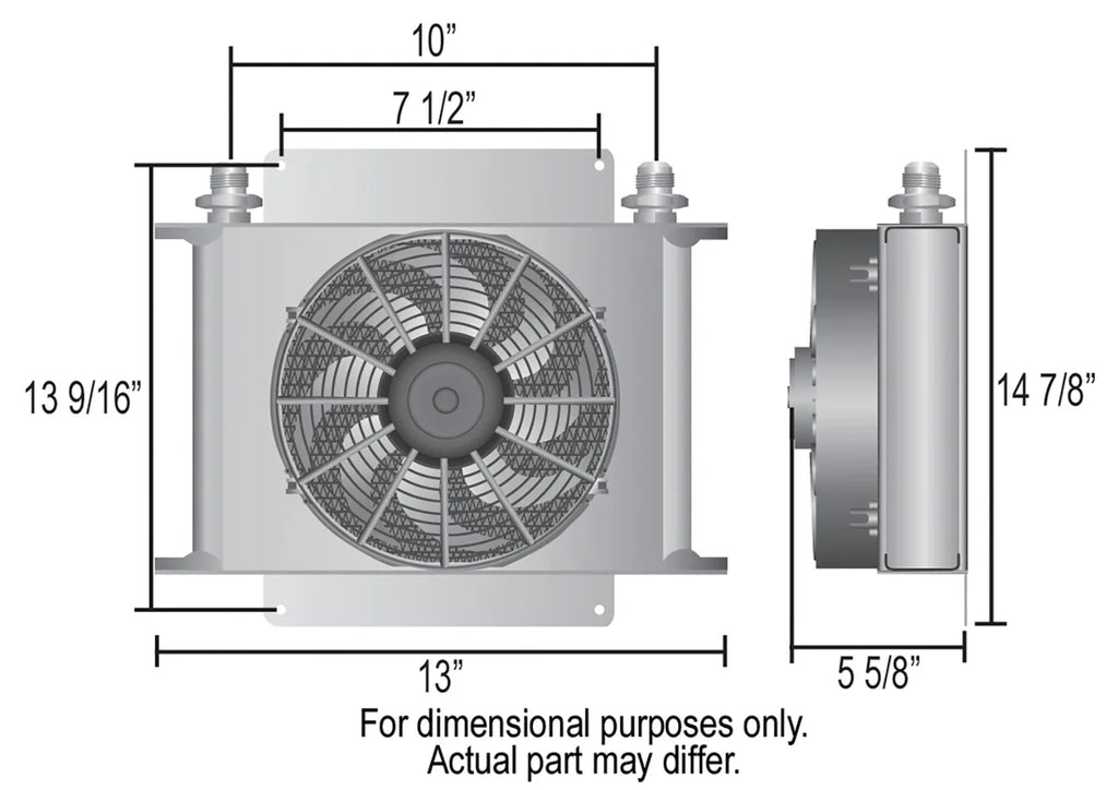 Derale 40 Row Hyper-Cool Extreme Remote Fluid Cooler, -8AN 15870 - Side View