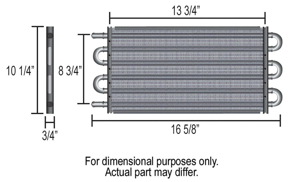 Derale 8 Pass 17" Series 7000 Copper/Aluminum Transmission Cooler Kit, Full Size 13104 - Back View