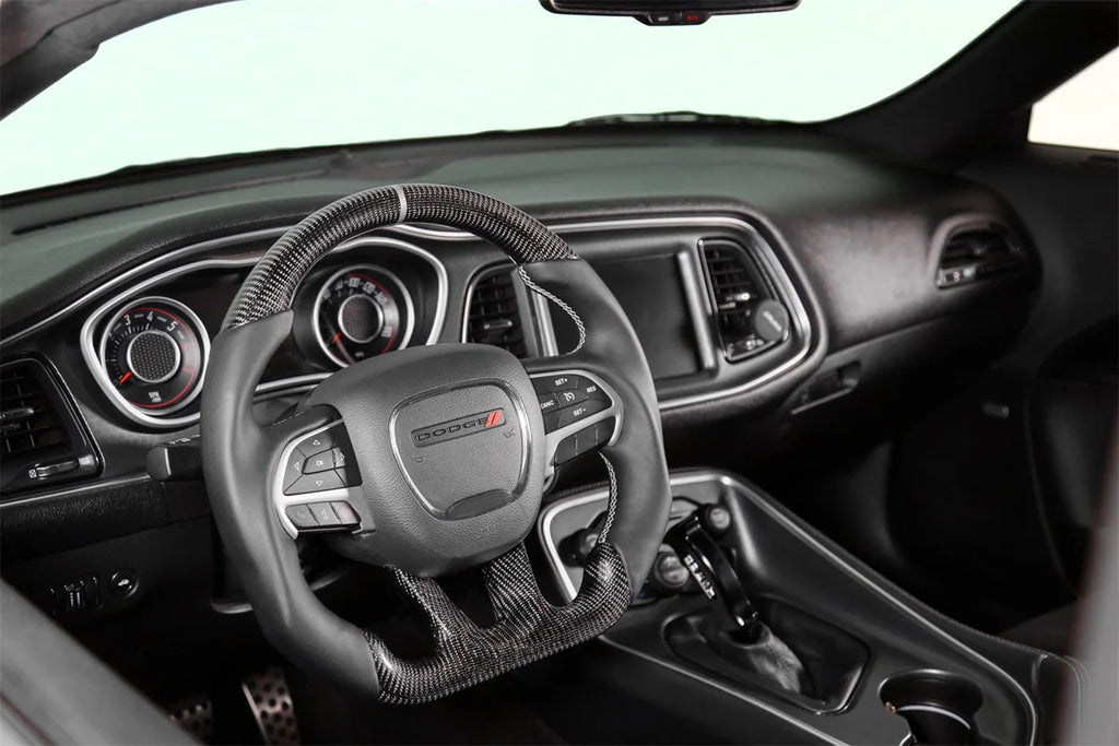 Drake Muscle Drake Muscle Cars Steering Wheel - Carbon Fiber with Leather Grips CH950-17 - Side View