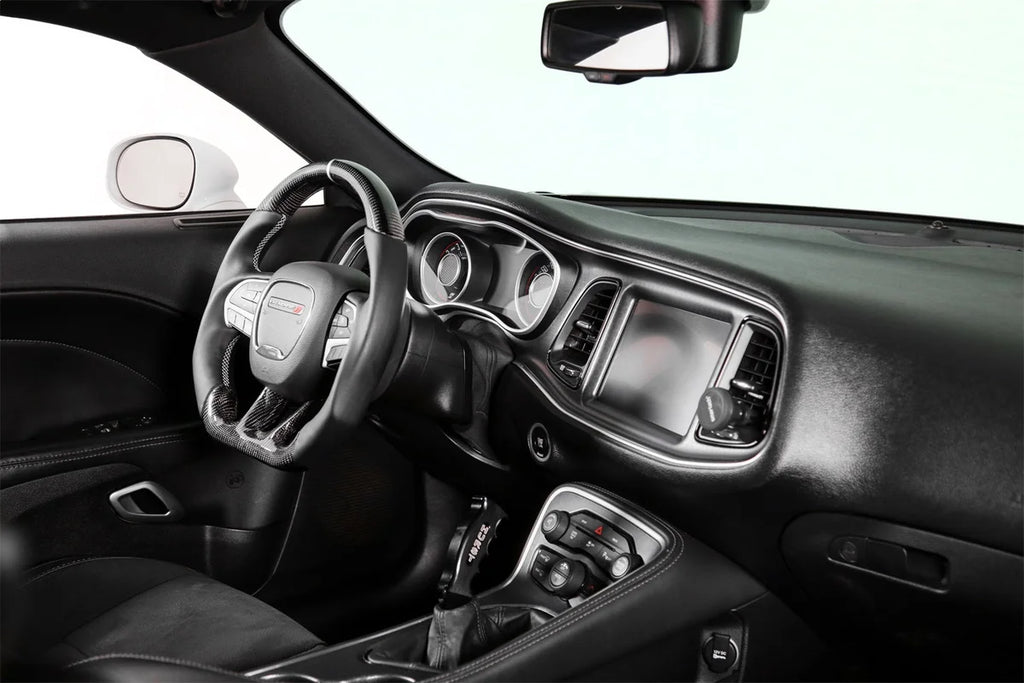 Drake Muscle Drake Muscle Cars Steering Wheel - Carbon Fiber with Leather Grips CH950-17 - Back View
