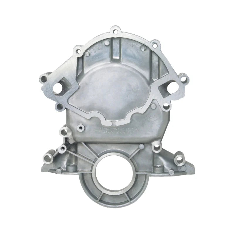 Edelbrock Timing Cover Alum S/B Ford 86-93 5 0L 88 Up 351-W w/ Reverse Rot Water Pump - Side View