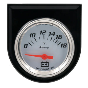 Equus Equus 5000 Series, Gauge Console, Volt, 2" , 18V, White Dial Black Panel E5268