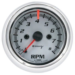 Equus Equus 5000 Series, Gauge, Tachometer, 2 1/2" , 8000 RPM, White Dial E5076