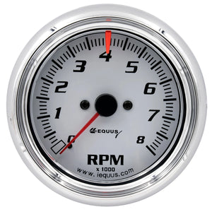Equus Equus 5000 Series, Gauge, Tachometer, 3-3/8" , 8000 RPM, White Dial E5078