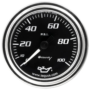 Equus Gauge, Kit, Oil Press, 2" 0-100 PSI, 270 Degree Sweep, Mech, Chrome 7000 Series E7244
