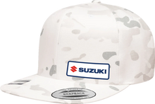 Load image into Gallery viewer, Factory Effex Suzuki Snapback Hat - Camo White 27-86406 - Main Product View