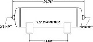 Firestone Air Tank 5 Gallon 9.5in. x 20.7in. Length (2) 3/8in. NPT 150 PSI Max - Black (WR17609231) - Main Product View