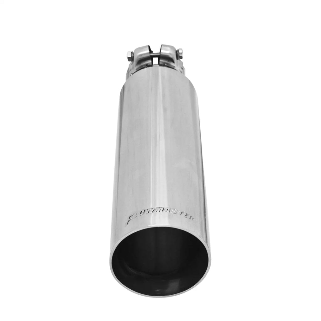 Flowmaster Exhaust Tip - 3.00 in. Angle Cut Polished SS Fits 2.25 in. Tubing - Clamp on 15372 - Detail View