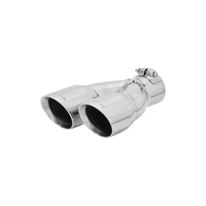 Flowmaster Exhaust Tip - 3.00 in Dual Angle Cut Polished SS Fits 2.50 in. - Right -Clamp on 15389 - Main Product View