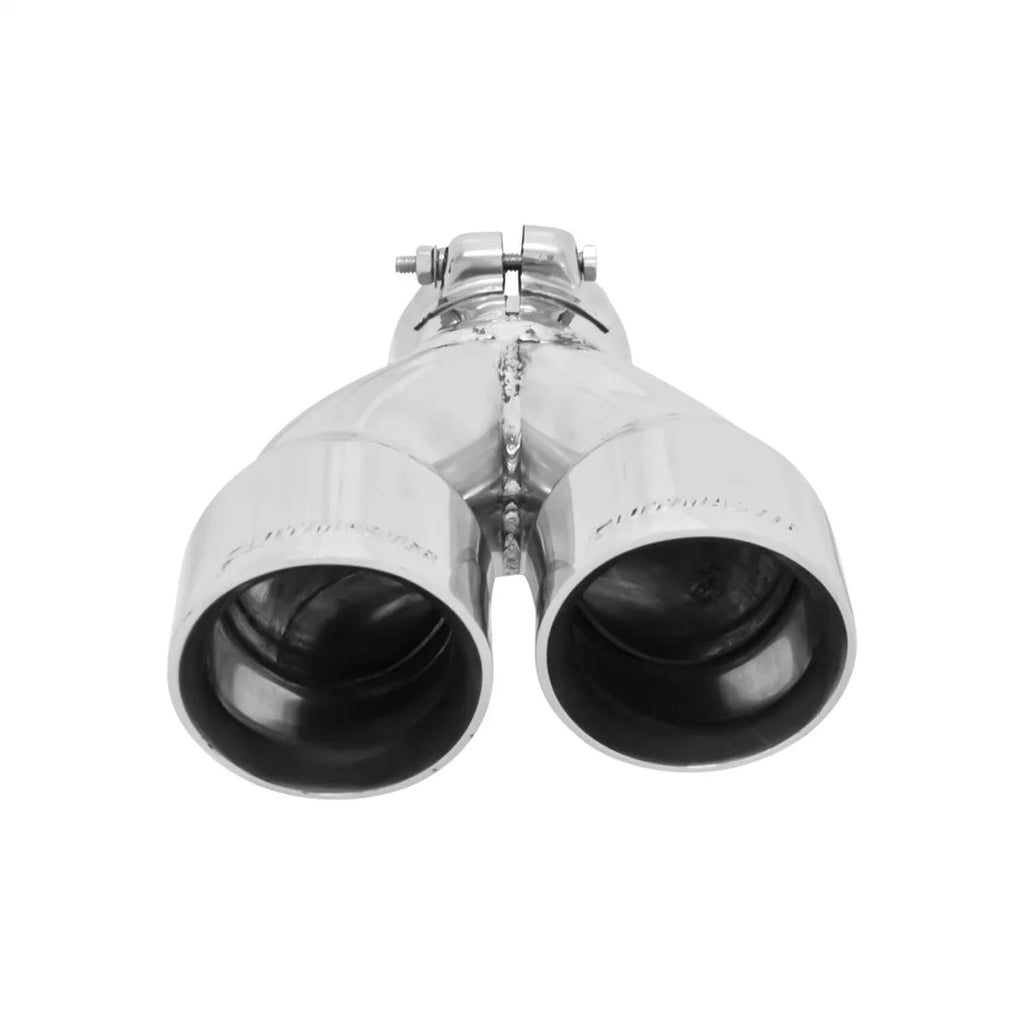 Flowmaster Exhaust Tip - 3.00 in Dual Angle Cut Polished SS Fits 2.50 in. - Right -Clamp on 15389 - Detail View