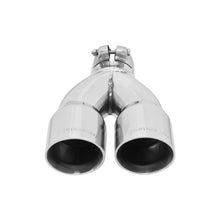 Load image into Gallery viewer, Flowmaster Exhaust Tip - 3.00 in. Dual Angle Cut Polished SS Fits 2.25 in. Tubing -Clamp on 15384 - Detail View