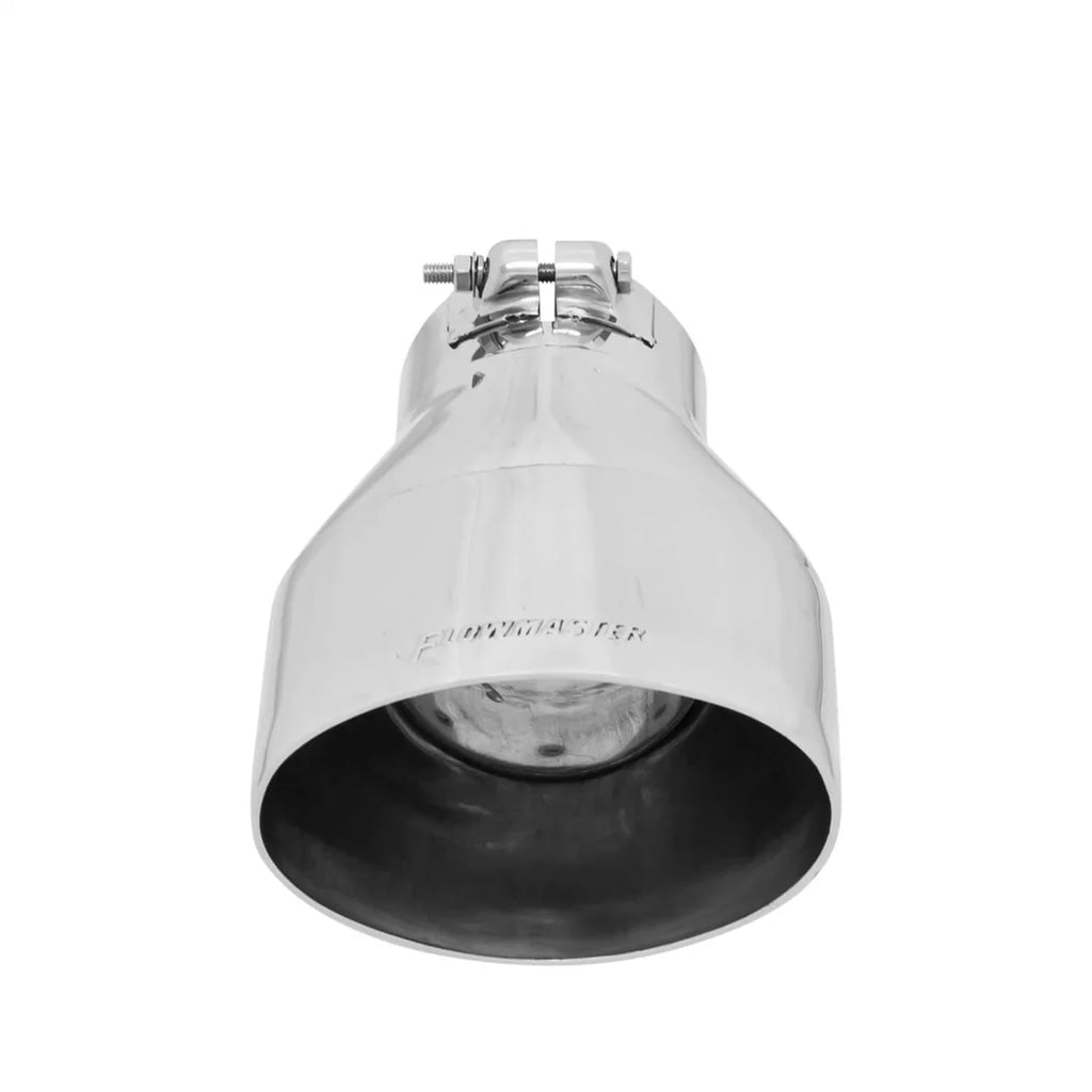 Flowmaster Exhaust Tip - 3.5 x 5.5 in Oval Straight Cut Polished SS Fits 3.00 in. -Clamp on 15383 - Detail View
