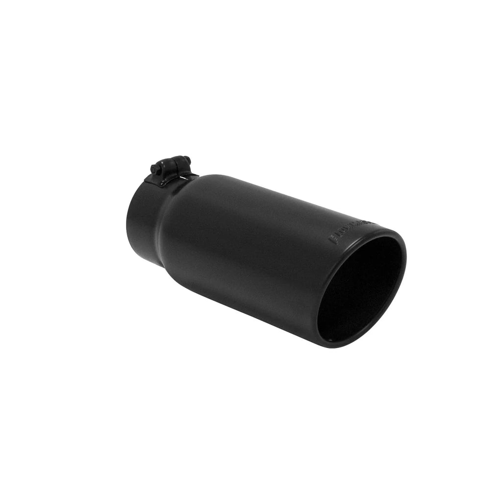 Flowmaster Exhaust Tip - 5 in. Rolled Angle Edge Black Ceramic Coating Fits 4 in. Tubing 15368B - Side View
