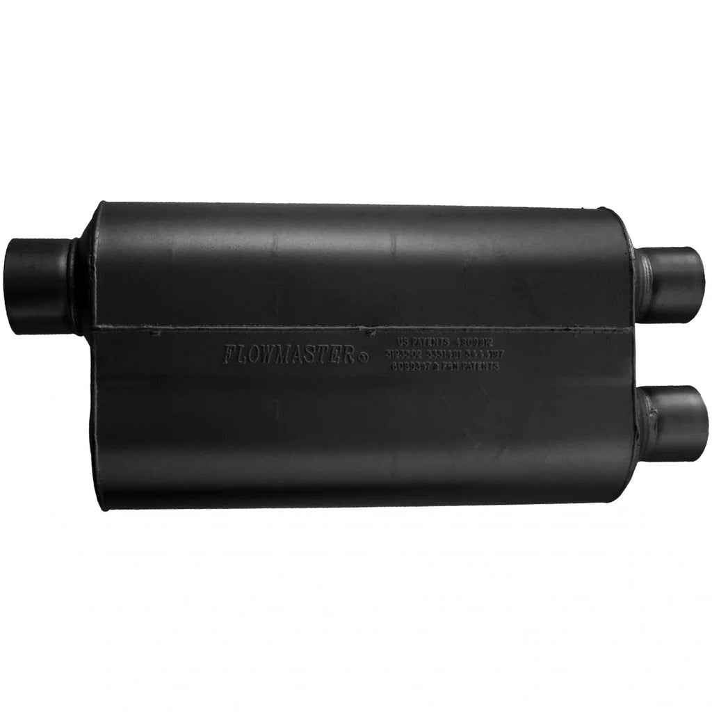 Flowmaster Super 50  - 3.00 Offset In / 2.50 Dual Out - Mild Sound 530562 - Side View