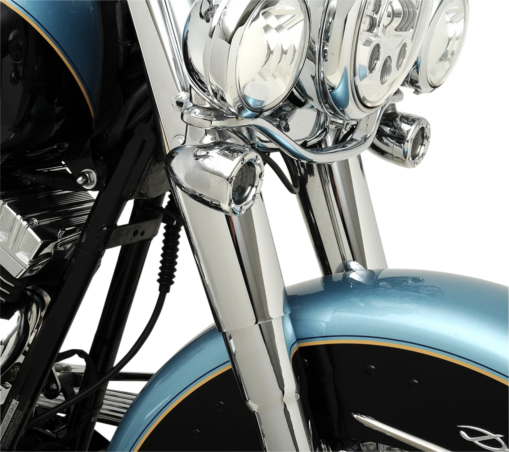 Fork Slider Covers - Stock Length - Chrome - Smooth DragSpecialties 74537 - Side View