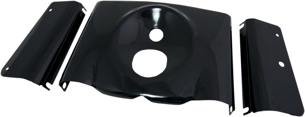 Fork Tins - Gloss Black - Ribbed - '86-'17 FLST - 3-Piece DragSpecialties 74156B - Side View