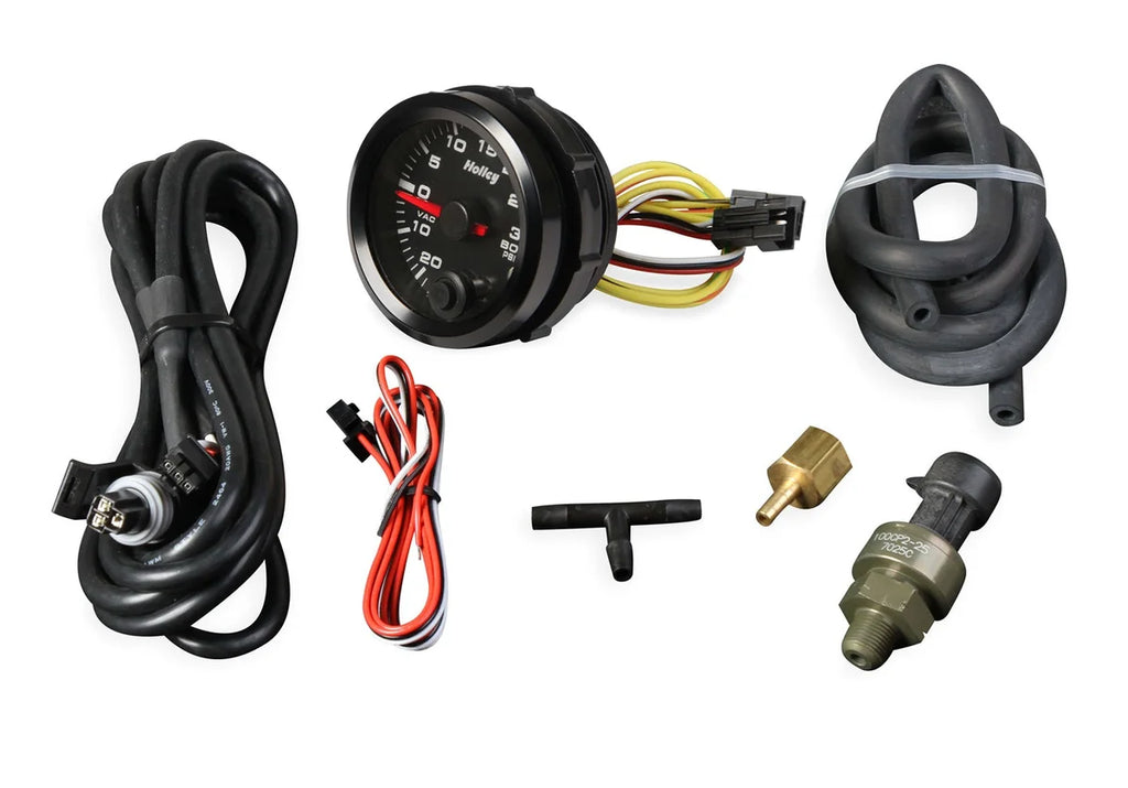 Holley Black 2-1/16" Boost/Vac -30inhg/30psi-Holley logo 26-606 - Side View