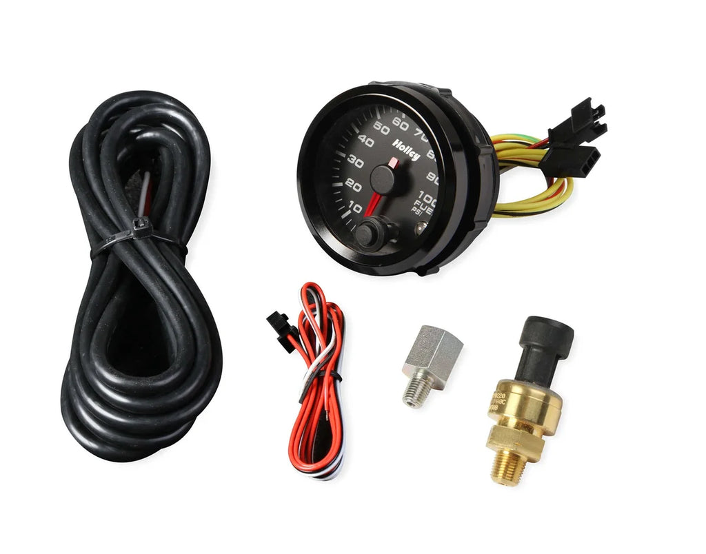 Holley Black 2-1/16" Fuel Pressure 0-100psi-Holley logo 26-608 - Side View