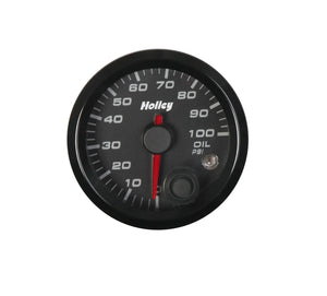 Holley Black 2-1/16" Oil Pressure 10-100 psi-Holley logo 26-601 - Main Product View