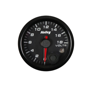 Holley Black 2-1/16" Voltage 8-18 volts-Holley logo 26-603 - Main Product View