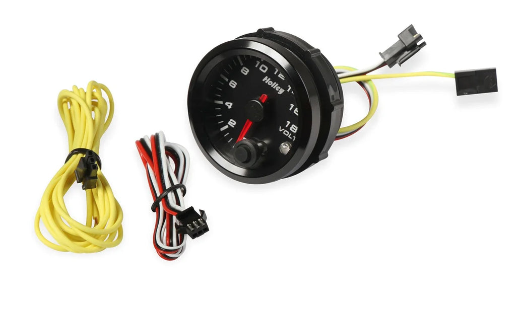 Holley Black 2-1/16" Voltage 8-18 volts-Holley logo 26-603 - Side View