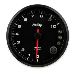 Holley Black 3-3/8" Tachometer 0-10K Standalone w/ Internal Shiftlight-Holley logo 26-617 - Main Product View