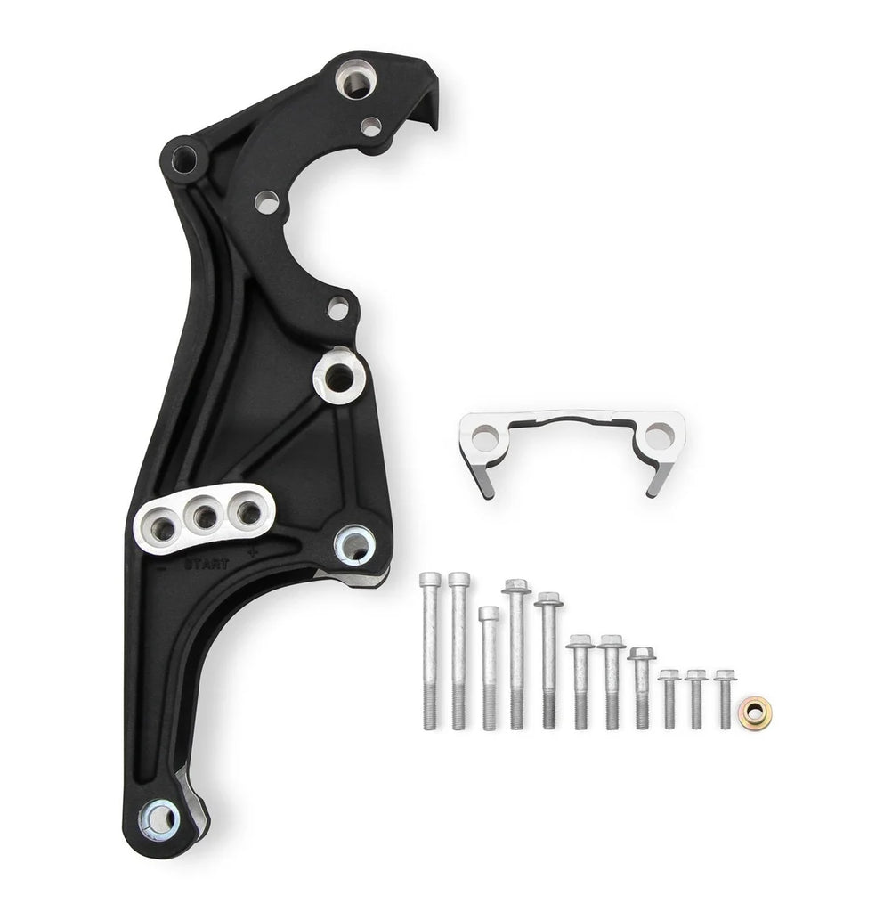 Holley Low-Mount LS Accessory Drive Bracket - Driver's Side P/S & Alt Bracket Black 20-155BK - Side View