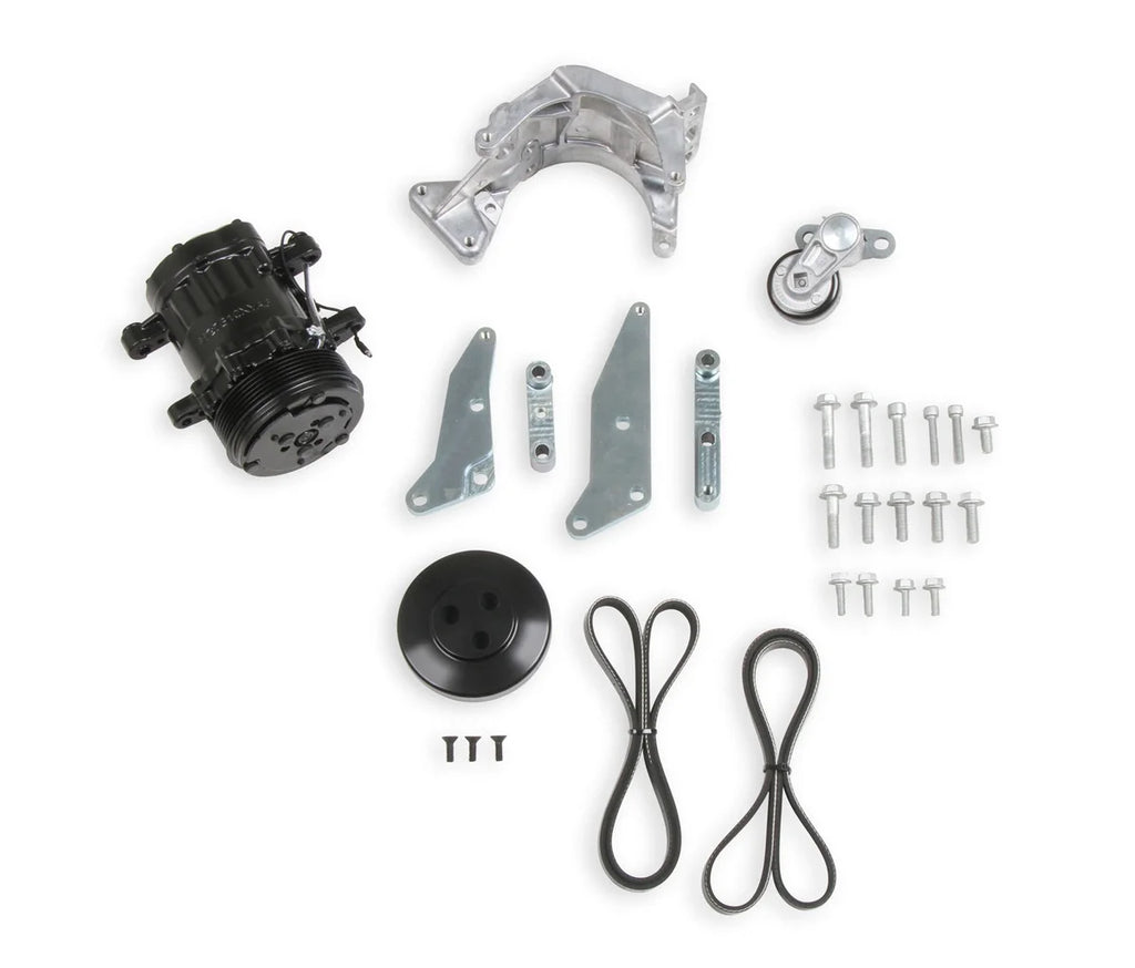 Holley Low-Mount LS Drive System (A/C) w/ Sanden SD7 Compressor - Passenger's Side 20-160BK - Installation View