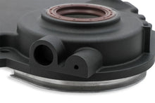 Load image into Gallery viewer, Holley Vortec/Small Block Chevy Cast Aluminum Timing Chain Cover - Black Finish 21-151 - Back View