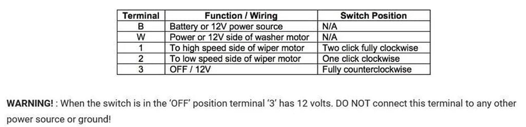 Holley WIPER SWITCH FOR 553-342 INSTRUMENT BEZEL 553-343 - Installation Instructions