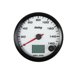 Holley White Face, 3-3/8" 160 MPH GPS Speedometer (with Odometer) 26-612W - Main Product View
