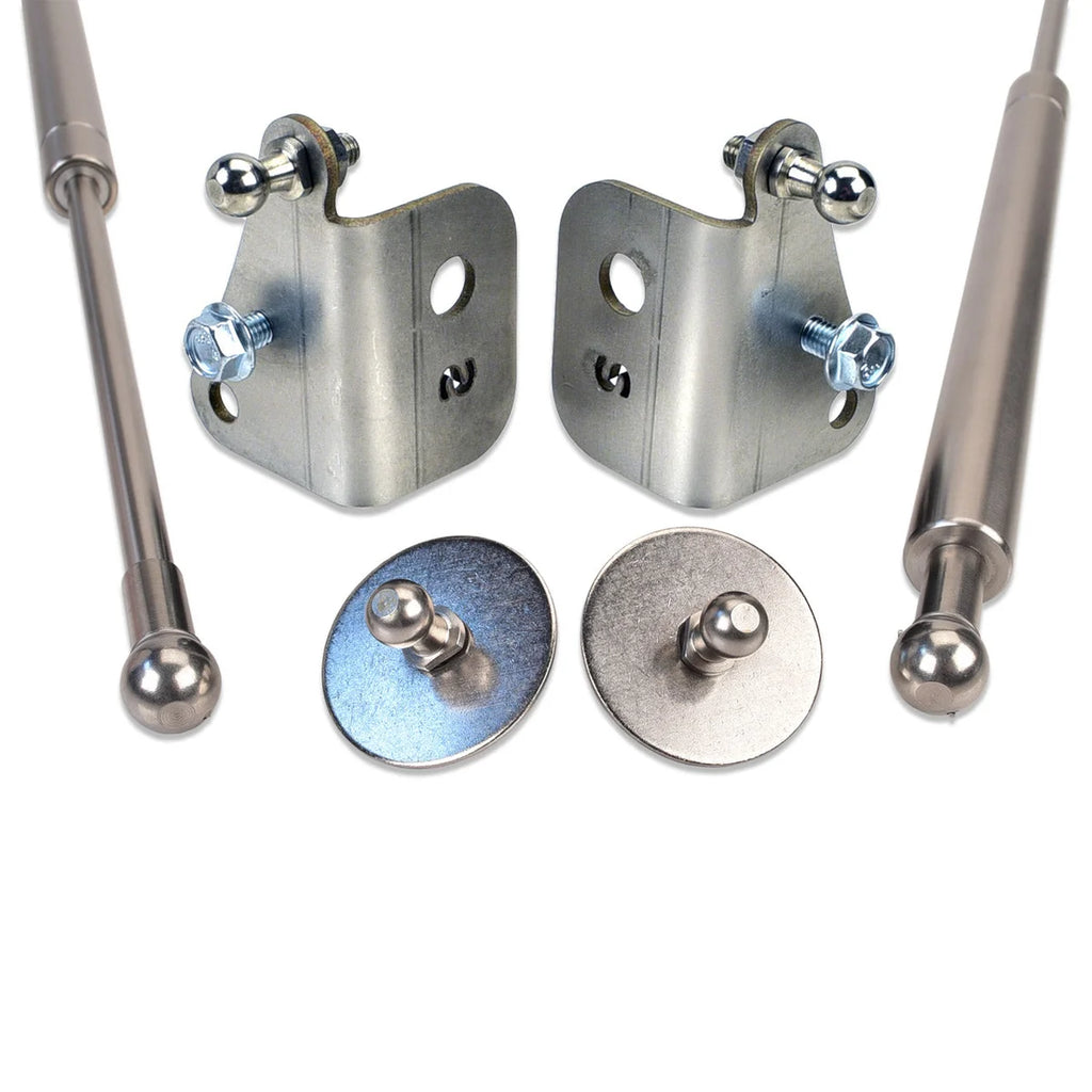 IAG Performance IAG EZ-Lift Hood Struts for 2021+ Ford Bronco - Stainless Steel / Silver Finish IAG-BDY-F1002SL - Side View