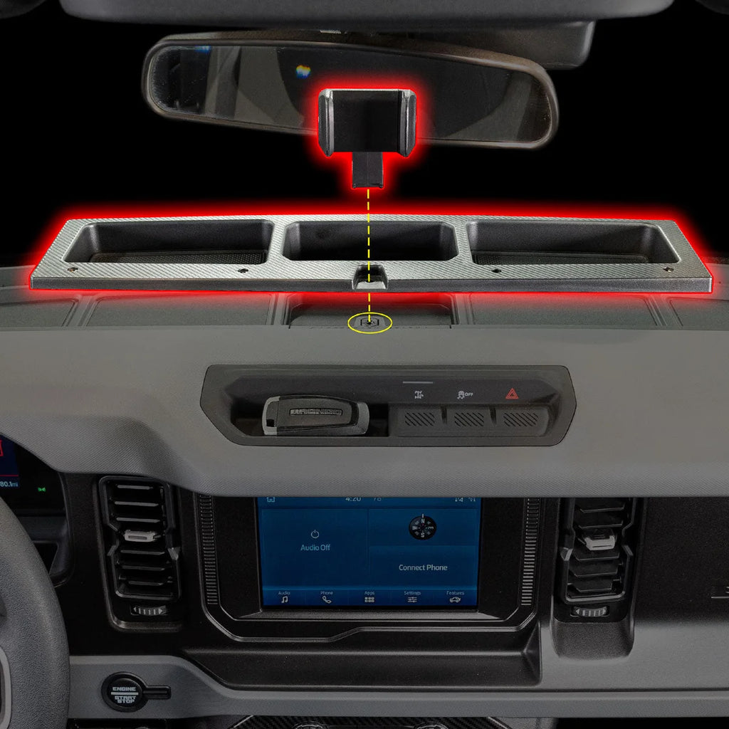 IAG Performance IAG I-Line Dash Organizer with Phone Holder for 2021+ Ford Bronco IAG-ACC-F3032 - Side View