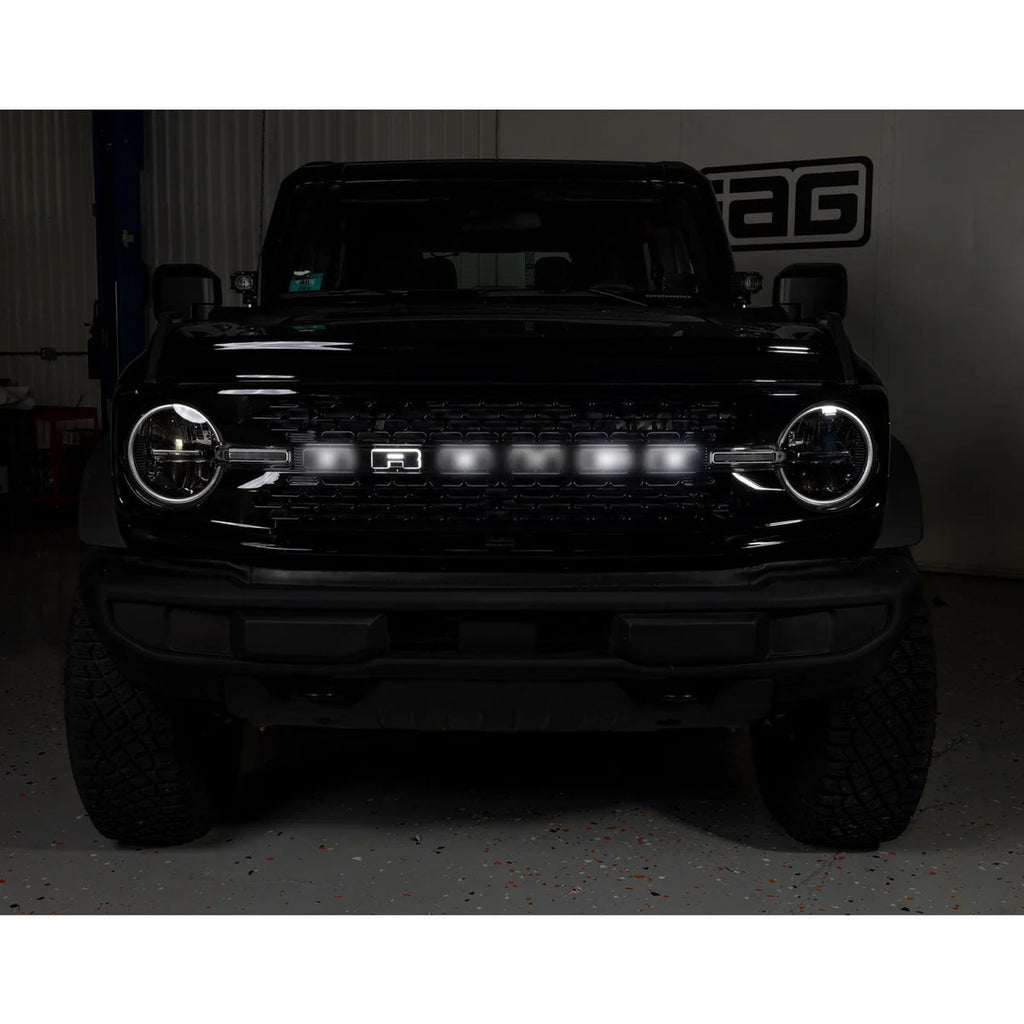 IAG Performance IAG I-Line Grille Black Letters with White Lighting for 2021+ Ford Bronco IAG-BDY-F3043 - Side View
