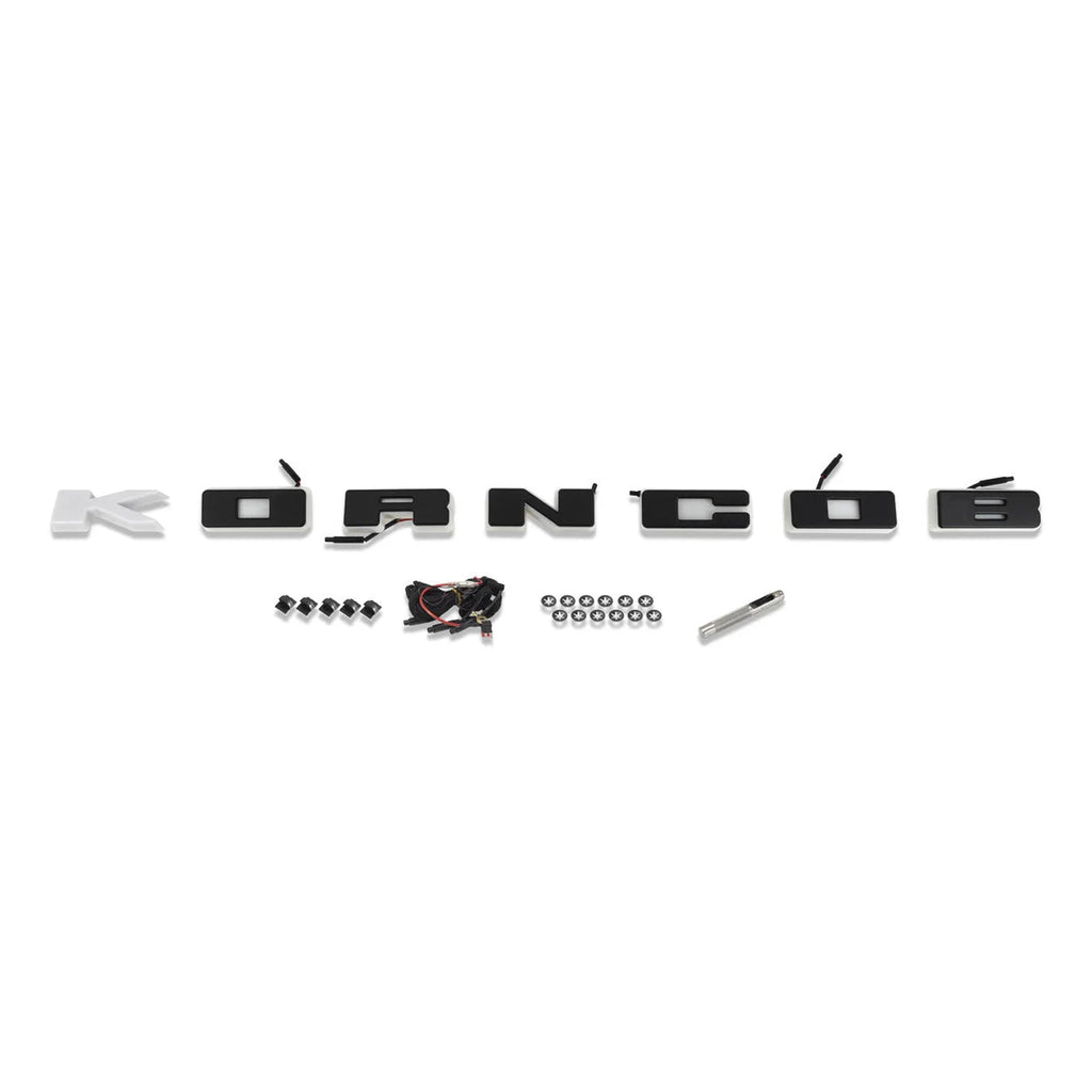 IAG Performance IAG I-Line Grille Black Letters with White Lighting for 2021+ Ford Bronco IAG-BDY-F3043 - Back View
