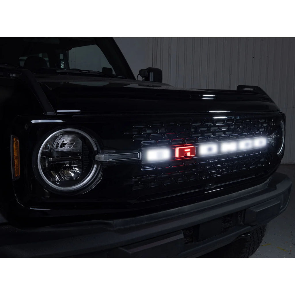 IAG Performance IAG I-Line Grille White Letters and Red "R" with White Lighting for 2021+ Bronco IAG-BDY-F3046 - Side View