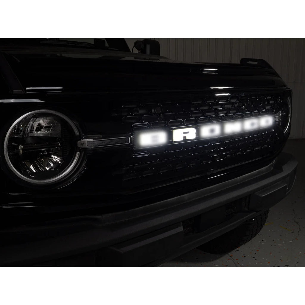 IAG Performance IAG I-Line Grille White Letters with White Lighting for 2021+ Ford Bronco IAG-BDY-F3045 - Side View