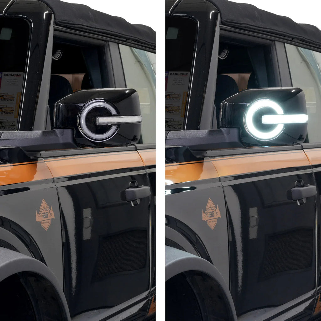 IAG Performance IAG I-Line Side Mirror Lighted Cap for 2021+ Ford Bronco in Gloss Black Finish IAG-BDY-F3177 - Additional ...