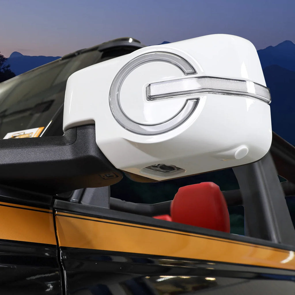 IAG Performance IAG I-Line Side Mirror Lighted Cap for 2021+ Ford Bronco in Gloss White Finish IAG-BDY-F3176 - Side View