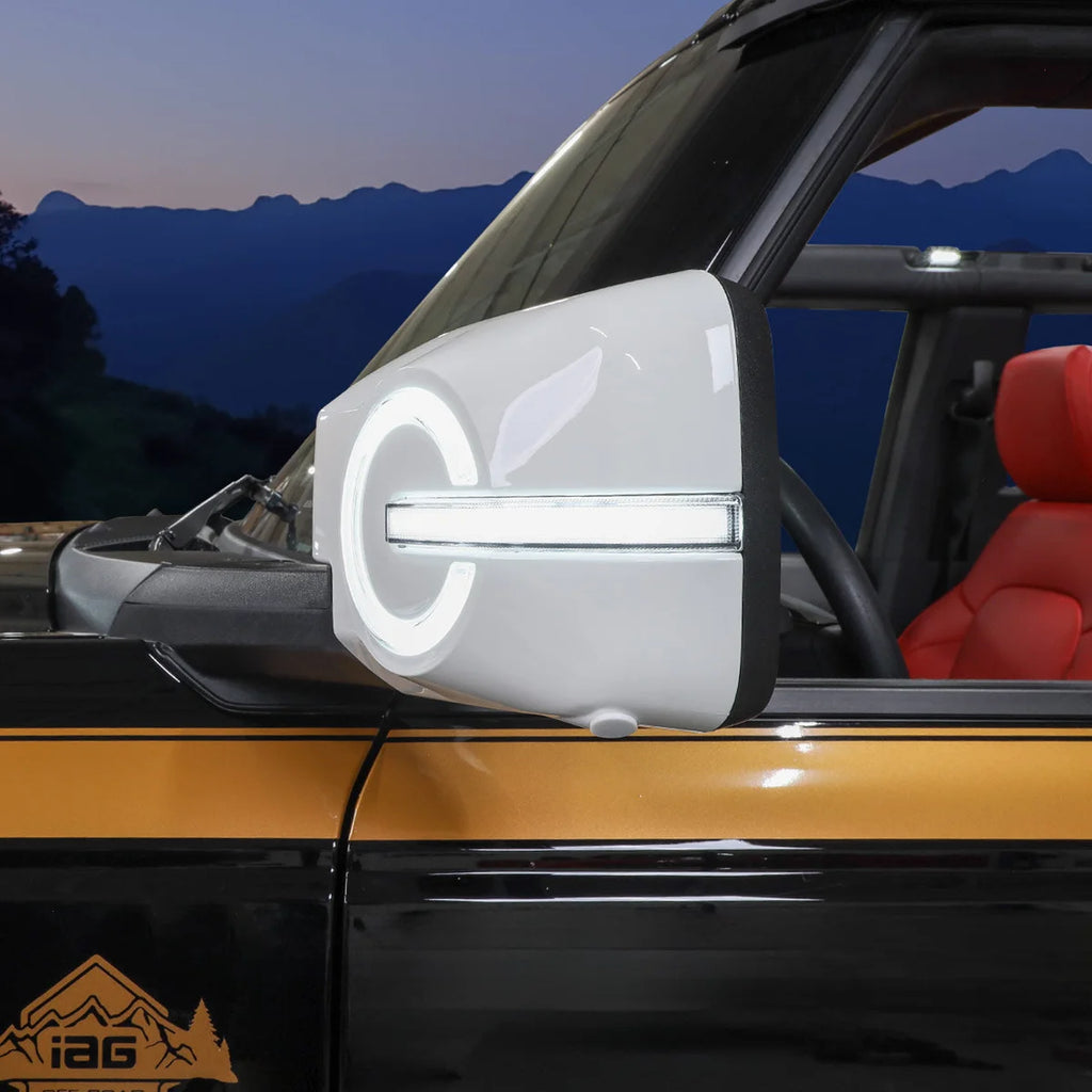 IAG Performance IAG I-Line Side Mirror Lighted Cap for 2021+ Ford Bronco in Gloss White Finish IAG-BDY-F3176 - Additional ...