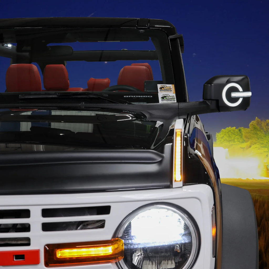 IAG Performance IAG I-Line Side Mirror Lighted Cap for 2021+ Ford Bronco in Matte Black Finish IAG-BDY-F3178 - Side View