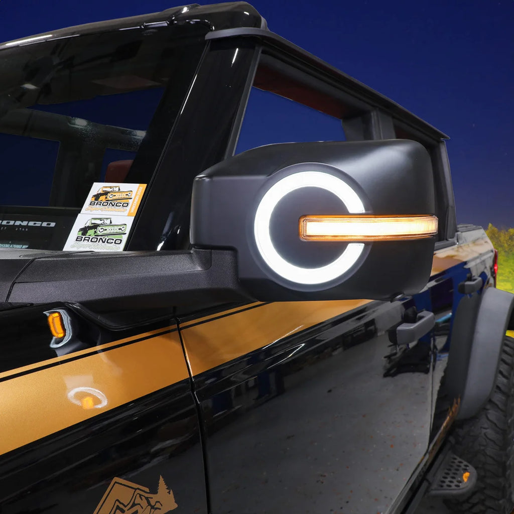 IAG Performance IAG I-Line Side Mirror Lighted Cap for 2021+ Ford Bronco in Matte Black Finish IAG-BDY-F3178 - Back View