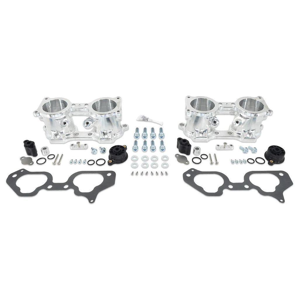 IAG Performance IAG V3 Top Feed TGV Housings with Butterfly Pass Thru (Silver) IAG-AFD-3050SL - Side View