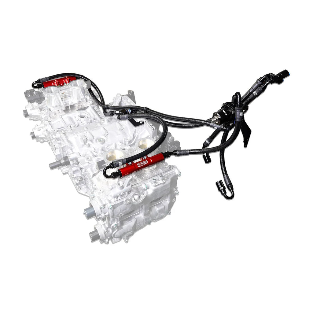 IAG Performance PTFE Flex Fuel System Kit w/ ID Injectors, Aeromotive FPR, IAG Fuel Rails (Red) IAG-AFD-2320RD - Side View