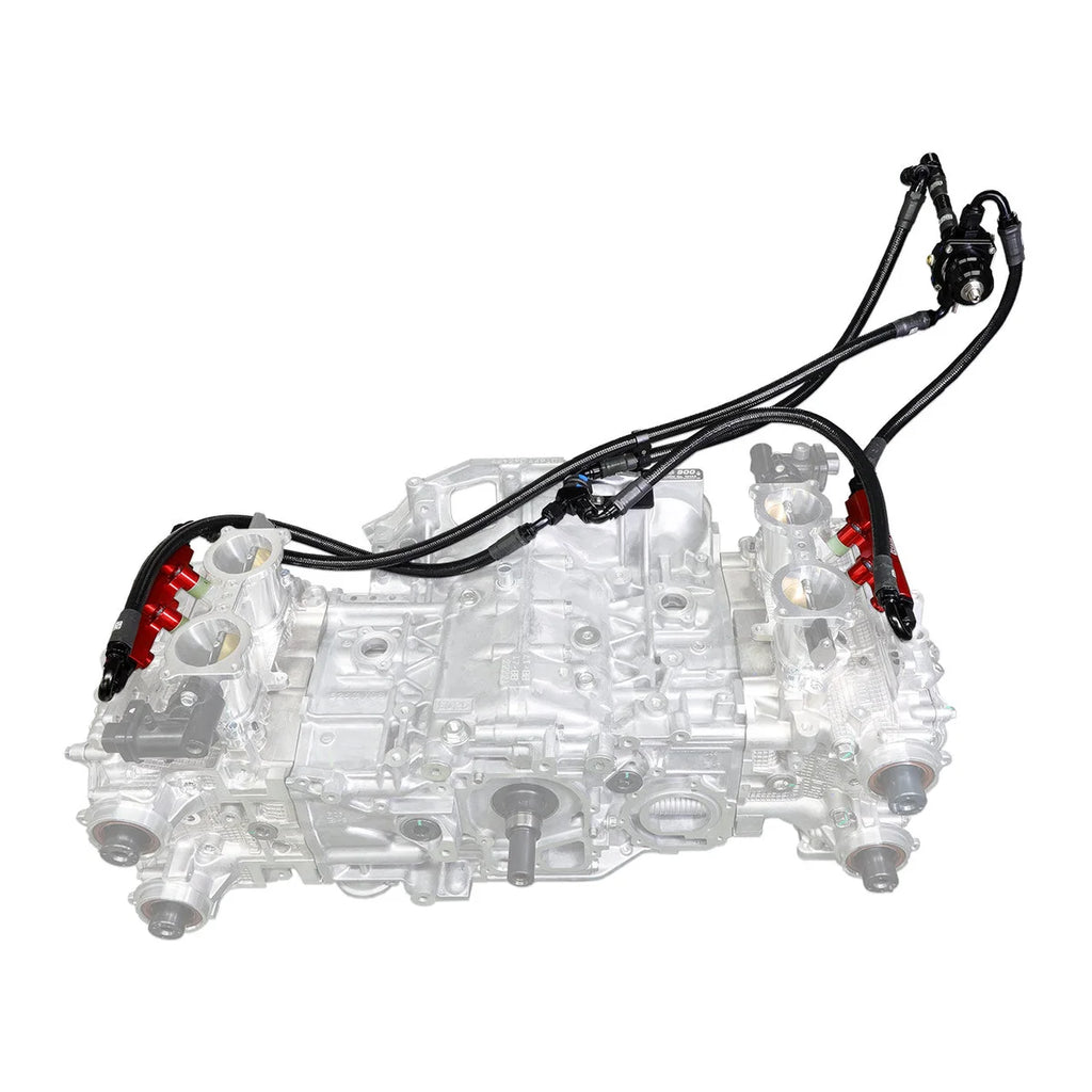IAG Performance PTFE Fuel System Kit w/ FIC Injectors, Aeromotive FPR, IAG Fuel Rails (Black) IAG-AFD-2330RD - Side View